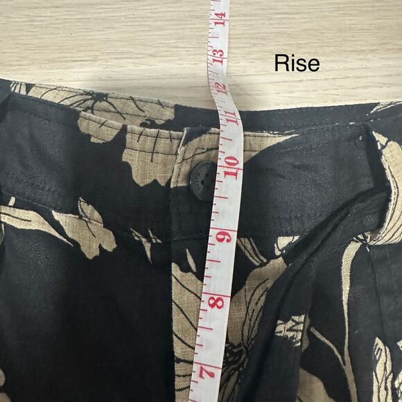 Ralph Lauren Women’s 100% Linen Black and Tan Tropical Floral Wide Leg Pants 6 - Picture 12 of 13